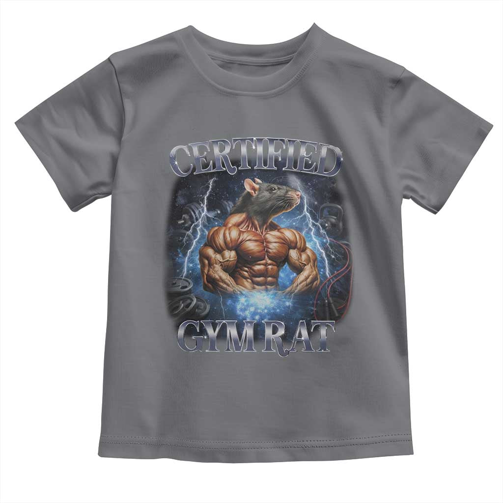 Funny Certified Gym Rat Toddler T Shirt Fitness Bodybuilding Gym Lovers Meme TS11 Charcoal Print Your Wear