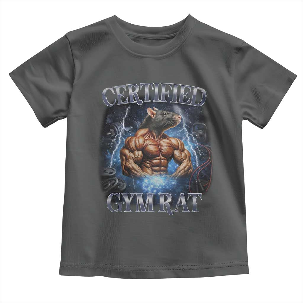 Funny Certified Gym Rat Toddler T Shirt Fitness Bodybuilding Gym Lovers Meme TS11 Dark Heather Print Your Wear