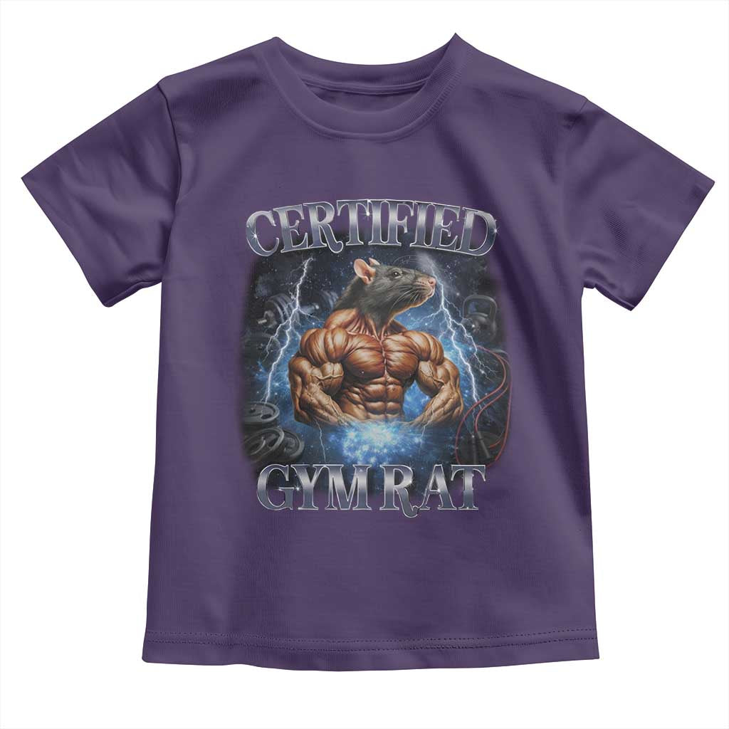 Funny Certified Gym Rat Toddler T Shirt Fitness Bodybuilding Gym Lovers Meme TS11 Purple Print Your Wear