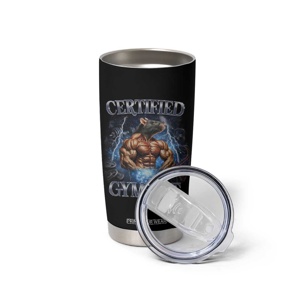 Funny Certified Gym Rat Tumbler Cup Fitness Bodybuilding Gym Lovers Meme TS11 Print Your Wear