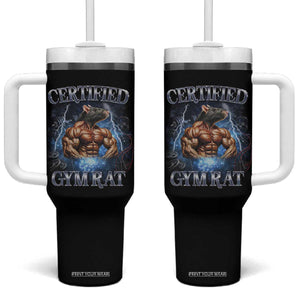 Funny Certified Gym Rat Tumbler With Handle Fitness Bodybuilding Gym Lovers Meme TS11 One Size: 40 oz Black Print Your Wear
