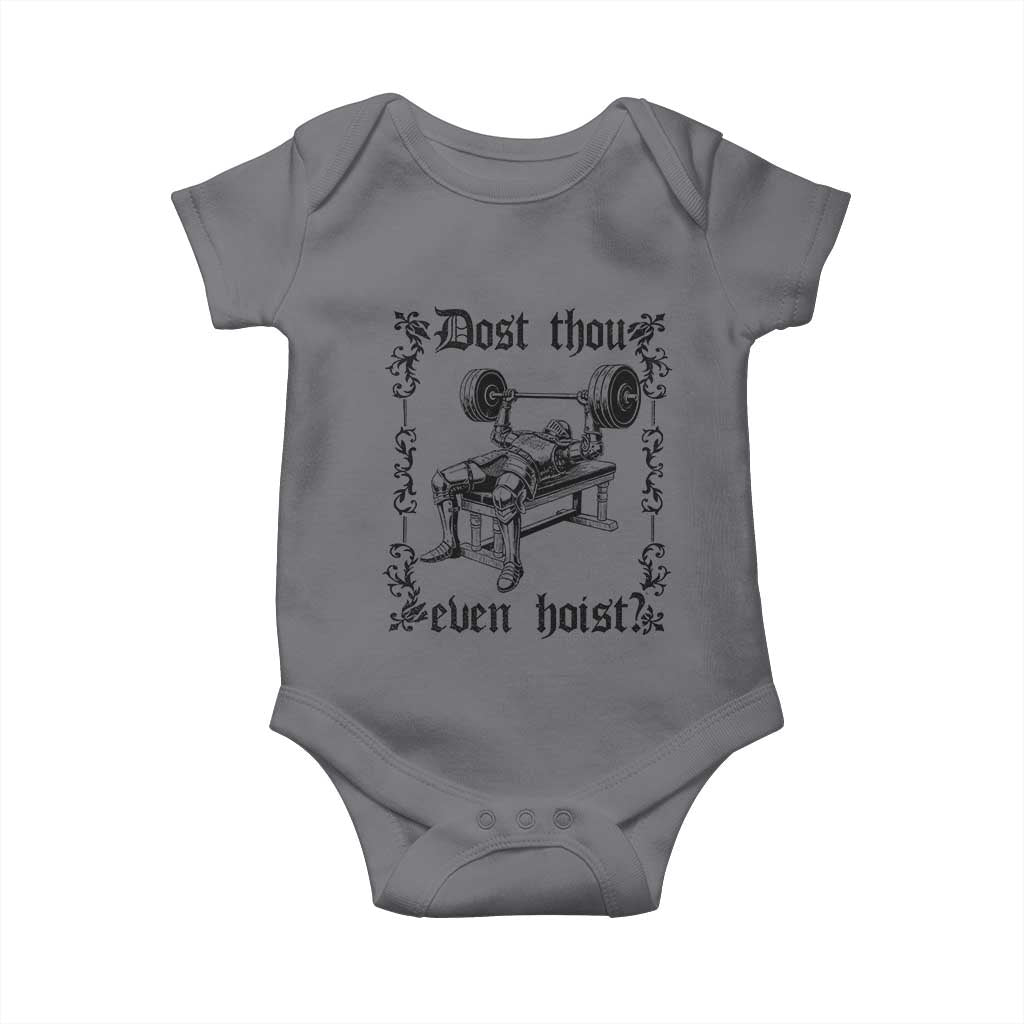 Funny Gym Meme Dost Thou Even Hoist Baby Onesie Medieval Knight Weight Lifting Workout TS11 Charcoal Print Your Wear