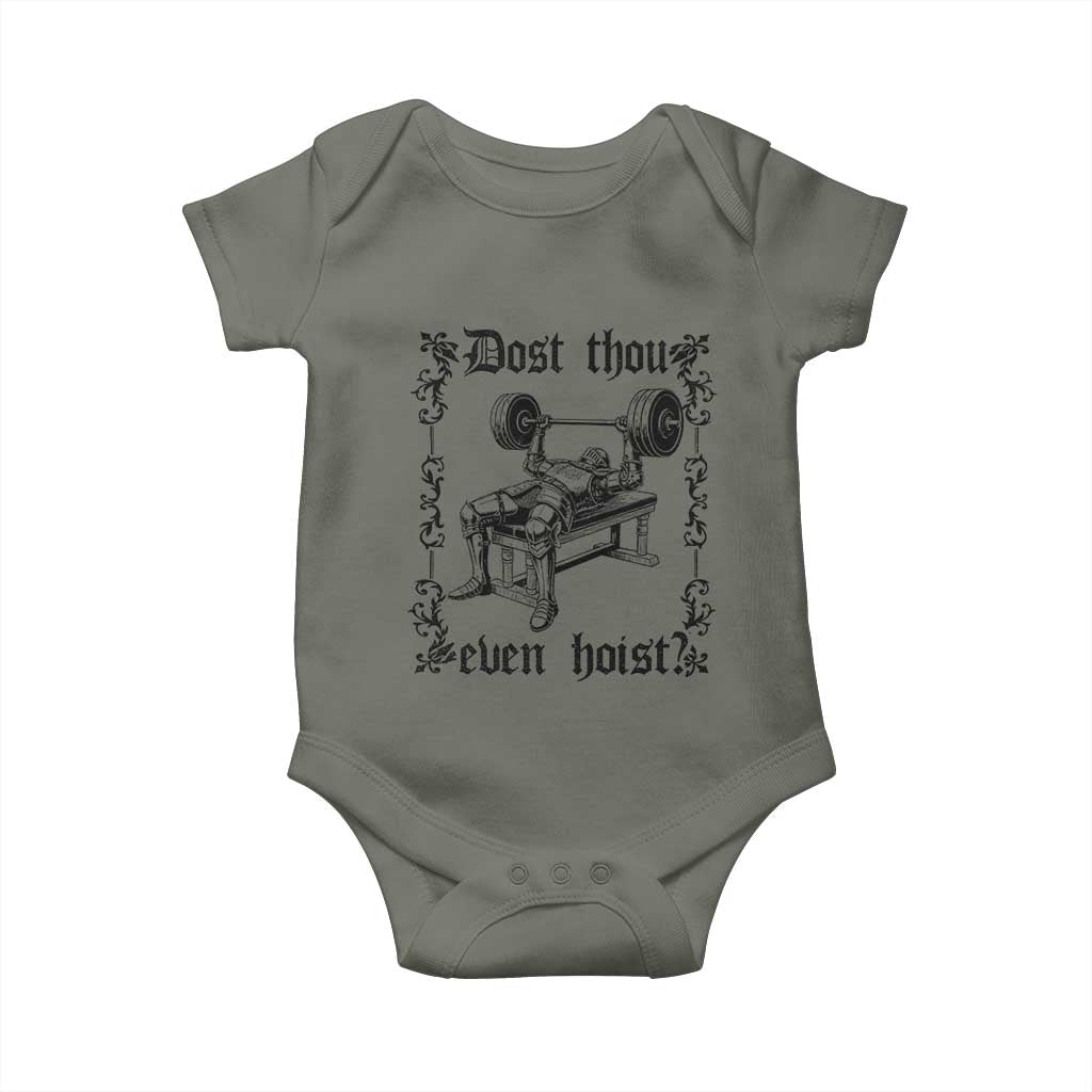 Funny Gym Meme Dost Thou Even Hoist Baby Onesie Medieval Knight Weight Lifting Workout TS11 Military Green Print Your Wear