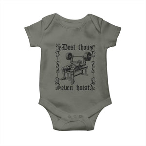 Funny Gym Meme Dost Thou Even Hoist Baby Onesie Medieval Knight Weight Lifting Workout TS11 Military Green Print Your Wear
