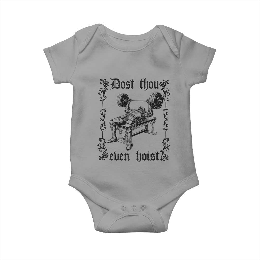 Funny Gym Meme Dost Thou Even Hoist Baby Onesie Medieval Knight Weight Lifting Workout TS11 Sport Gray Print Your Wear