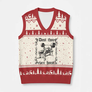 Funny Gym Meme Dost Thou Even Hoist V-Neck Knit Sweater Vest Medieval Knight Weight Lifting Workout TS11 Beige Red Print Your Wear