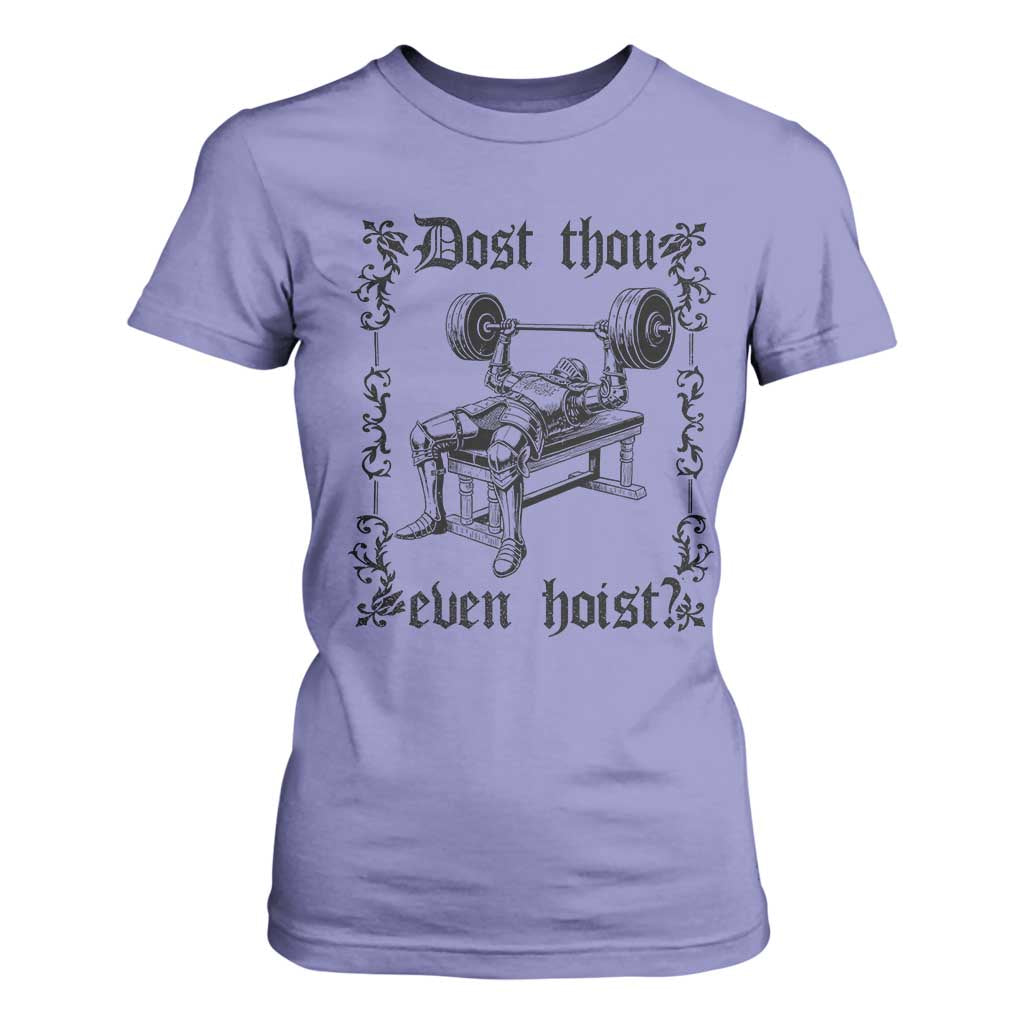 Funny Gym Meme Dost Thou Even Hoist T Shirt For Women Medieval Knight Weight Lifting Workout TS11 Violet Print Your Wear