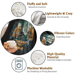 Funny Three Hamster Deadlift Gym Rat Moon Training Weightlifting Meme Throw Blanket TS11 Print Your Wear