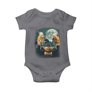 Funny Three Hamster Deadlift Gym Rat Moon Training Weightlifting Meme Baby Onesie TS11 Charcoal Print Your Wear