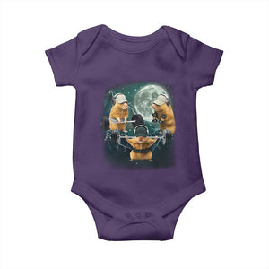 Funny Three Hamster Deadlift Gym Rat Moon Training Weightlifting Meme Baby Onesie TS11 Purple Print Your Wear