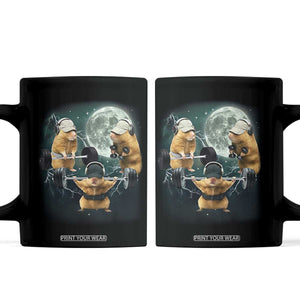 Funny Three Hamster Deadlift Gym Rat Moon Training Weightlifting Meme Coffee Mug TS11 Black Print Your Wear