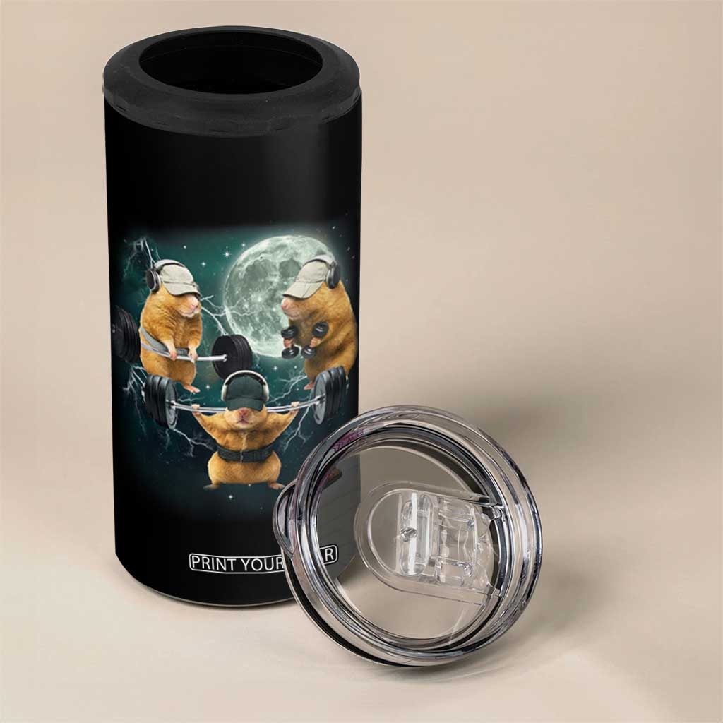 Funny Three Hamster Deadlift Gym Rat Moon Training Weightlifting Meme 4 in 1 Can Cooler Tumbler TS11 Print Your Wear