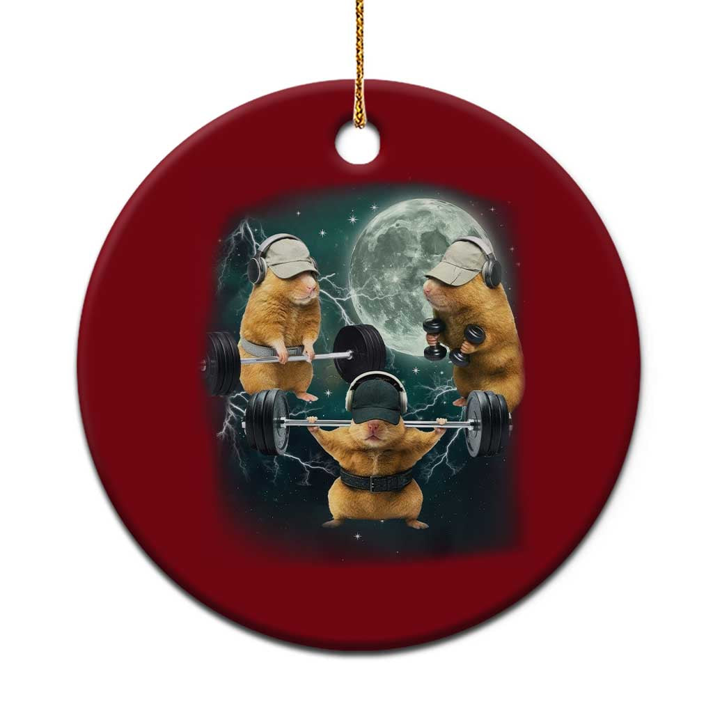 Funny Three Hamster Deadlift Gym Rat Moon Training Weightlifting Meme Ceramic Ornament TS11 1pc Red Print Your Wear