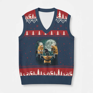 Funny Three Hamster Deadlift Gym Rat Moon Training Weightlifting Meme V-Neck Knit Sweater Vest TS11 Navy Red Print Your Wear