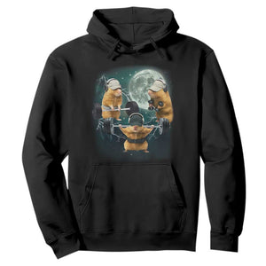 Funny Three Hamster Deadlift Gym Rat Moon Training Weightlifting Meme Hoodie TS11 Black Print Your Wear
