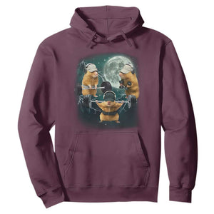 Funny Three Hamster Deadlift Gym Rat Moon Training Weightlifting Meme Hoodie TS11 Maroon Print Your Wear