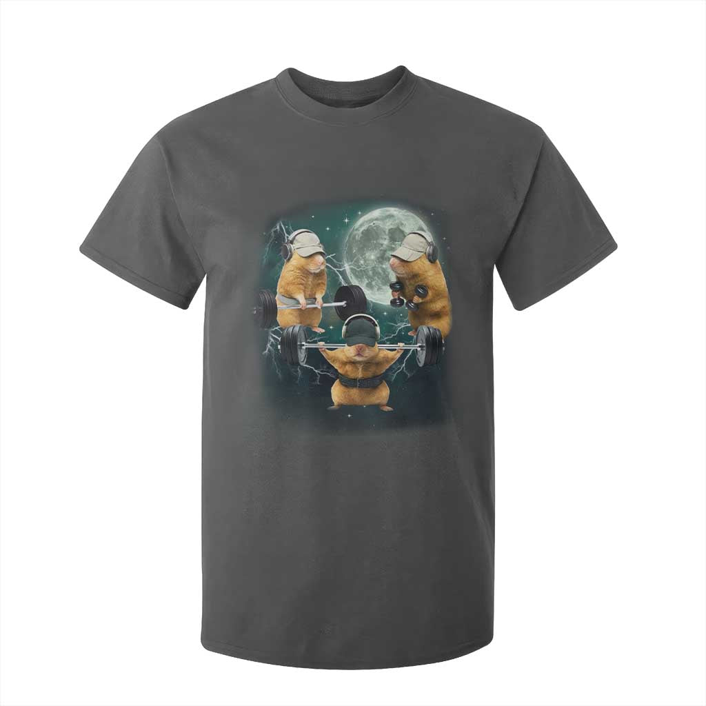 Funny Three Hamster Deadlift Gym Rat Moon Training Weightlifting Meme T Shirt For Kid TS11 Dark Heather Print Your Wear