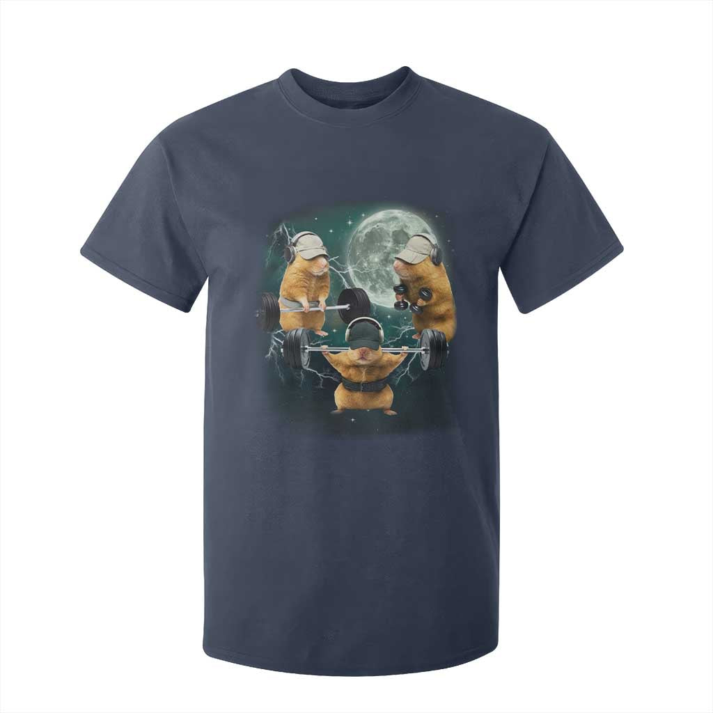 Funny Three Hamster Deadlift Gym Rat Moon Training Weightlifting Meme T Shirt For Kid TS11 Navy Print Your Wear