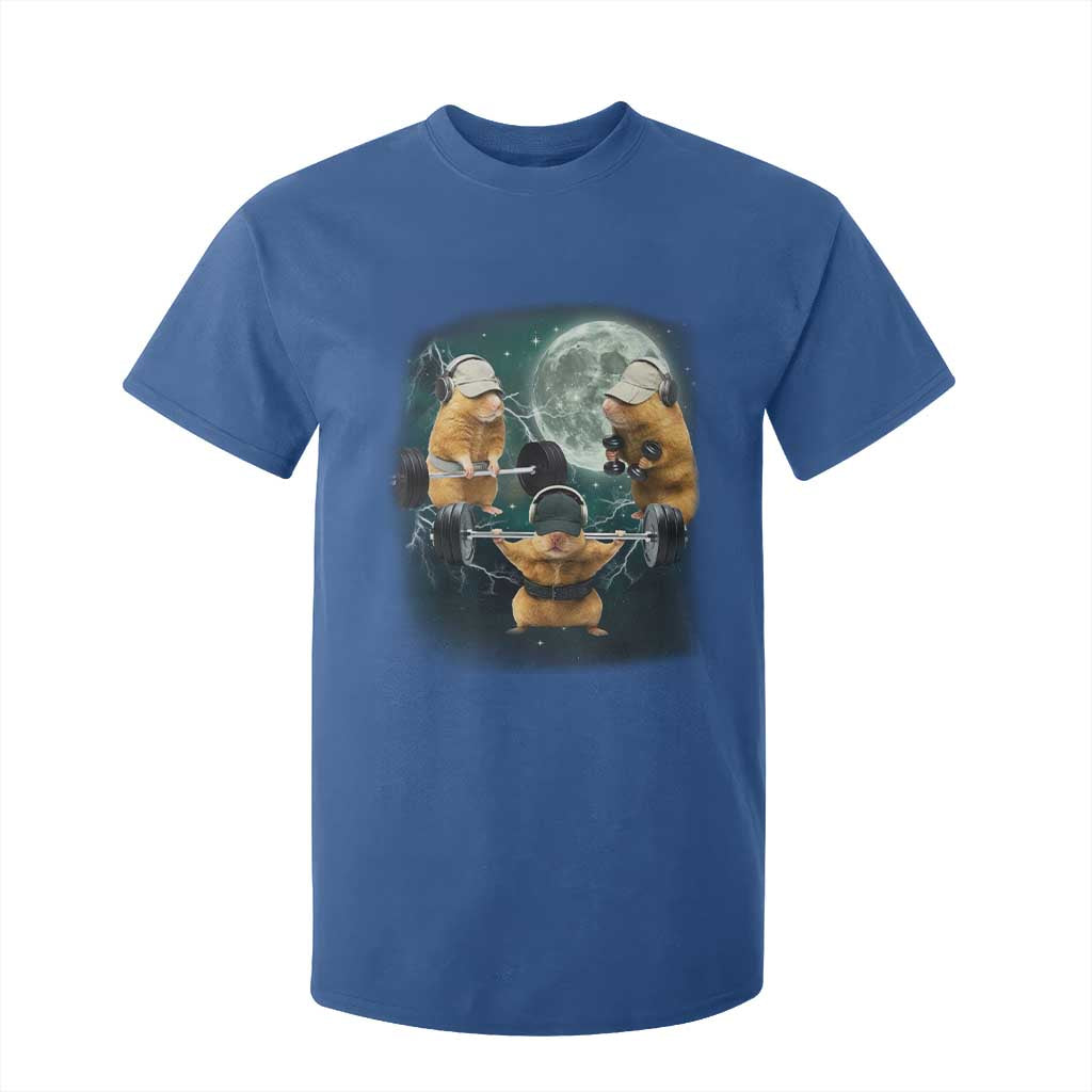 Funny Three Hamster Deadlift Gym Rat Moon Training Weightlifting Meme T Shirt For Kid TS11 Royal Blue Print Your Wear