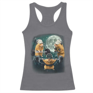 Funny Three Hamster Deadlift Gym Rat Moon Training Weightlifting Meme Racerback Tank Top TS11 Charcoal Print Your Wear