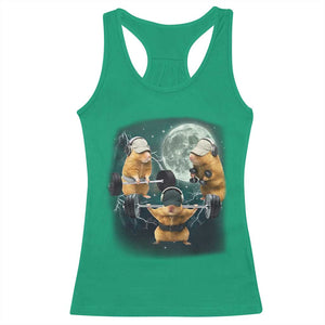 Funny Three Hamster Deadlift Gym Rat Moon Training Weightlifting Meme Racerback Tank Top TS11 Irish Green Print Your Wear