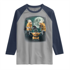 Funny Three Hamster Deadlift Gym Rat Moon Training Weightlifting Meme Raglan Shirt TS11 Sport Gray Navy Print Your Wear