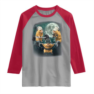 Funny Three Hamster Deadlift Gym Rat Moon Training Weightlifting Meme Raglan Shirt TS11 Sport Gray Red Print Your Wear