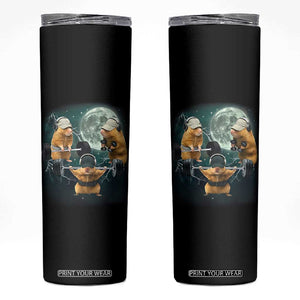 Funny Three Hamster Deadlift Gym Rat Moon Training Weightlifting Meme Skinny Tumbler TS11 Black Print Your Wear