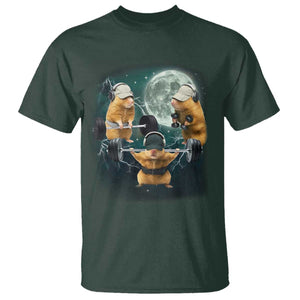 Funny Three Hamster Deadlift Gym Rat Moon Training Weightlifting Meme T Shirt TS11 Dark Forest Green Print Your Wear
