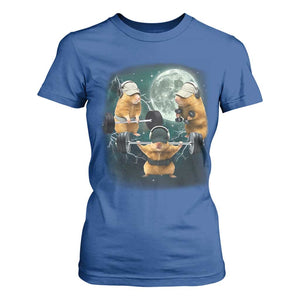 Funny Three Hamster Deadlift Gym Rat Moon Training Weightlifting Meme T Shirt For Women TS11 Royal Blue Print Your Wear