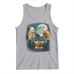 Funny Three Hamster Deadlift Gym Rat Moon Training Weightlifting Meme Tank Top TS11 Athletic Heather Print Your Wear