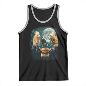 Funny Three Hamster Deadlift Gym Rat Moon Training Weightlifting Meme Tank Top TS11 Black Athletic Heather Print Your Wear