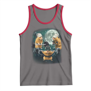 Funny Three Hamster Deadlift Gym Rat Moon Training Weightlifting Meme Tank Top TS11 Deep Heather Red Print Your Wear