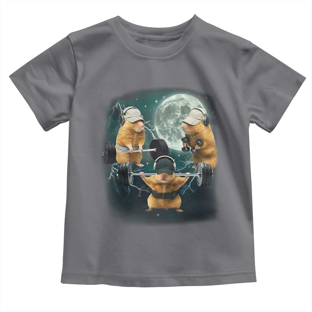 Funny Three Hamster Deadlift Gym Rat Moon Training Weightlifting Meme Toddler T Shirt TS11 Charcoal Print Your Wear