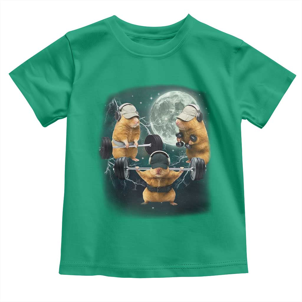 Funny Three Hamster Deadlift Gym Rat Moon Training Weightlifting Meme Toddler T Shirt TS11 Irish Green Print Your Wear