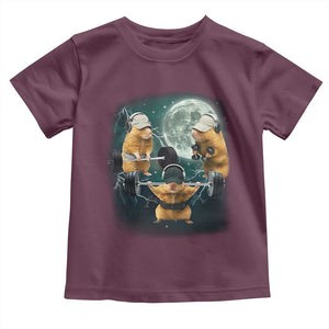 Funny Three Hamster Deadlift Gym Rat Moon Training Weightlifting Meme Toddler T Shirt TS11 Maroon Print Your Wear