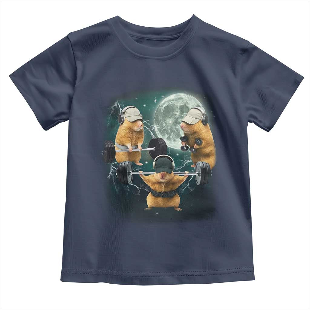 Funny Three Hamster Deadlift Gym Rat Moon Training Weightlifting Meme Toddler T Shirt TS11 Navy Print Your Wear