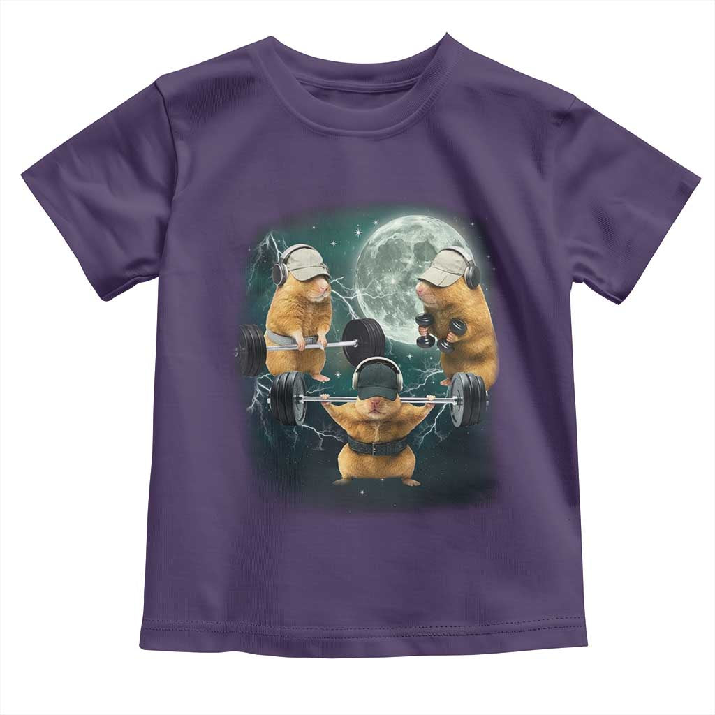Funny Three Hamster Deadlift Gym Rat Moon Training Weightlifting Meme Toddler T Shirt TS11 Purple Print Your Wear