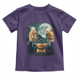 Funny Three Hamster Deadlift Gym Rat Moon Training Weightlifting Meme Toddler T Shirt TS11 Purple Print Your Wear