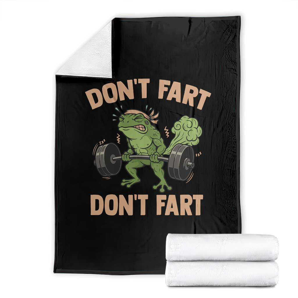 Gym Frog Throw Blanket Dont Fart Workout Weights Squat Humor TS11 Black Print Your Wear