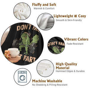 Gym Frog Throw Blanket Dont Fart Workout Weights Squat Humor TS11 Print Your Wear