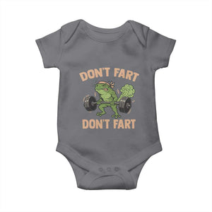 Gym Frog Baby Onesie Dont Fart Workout Weights Squat Humor TS11 Charcoal Print Your Wear
