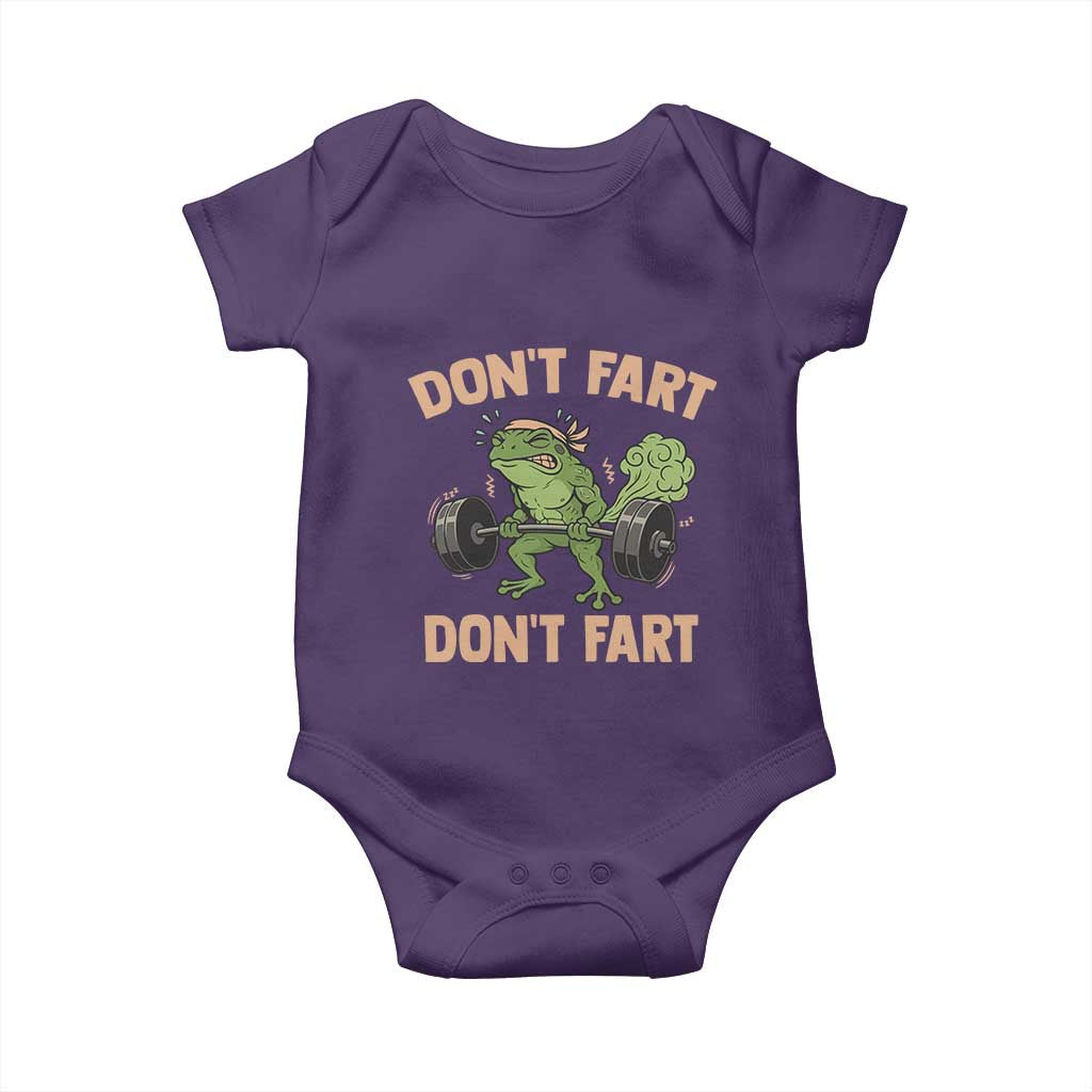 Gym Frog Baby Onesie Dont Fart Workout Weights Squat Humor TS11 Purple Print Your Wear