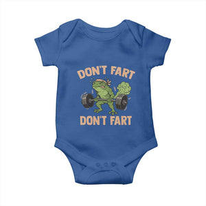 Gym Frog Baby Onesie Dont Fart Workout Weights Squat Humor TS11 Royal Blue Print Your Wear
