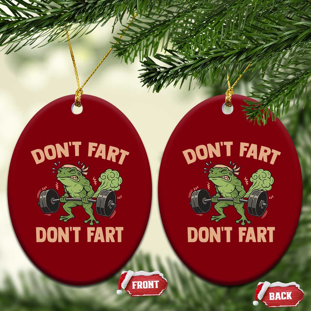 Gym Frog Ceramic Ornament Dont Fart Workout Weights Squat Humor TS11 Print Your Wear