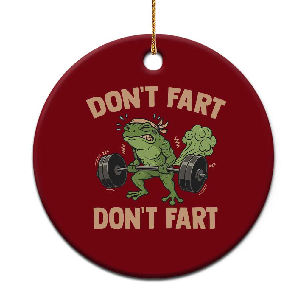 Gym Frog Ceramic Ornament Dont Fart Workout Weights Squat Humor TS11 1pc Red Print Your Wear