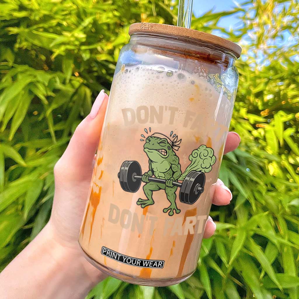Gym Frog Glass Can Dont Fart Workout Weights Squat Humor TS11 Black Print Your Wear