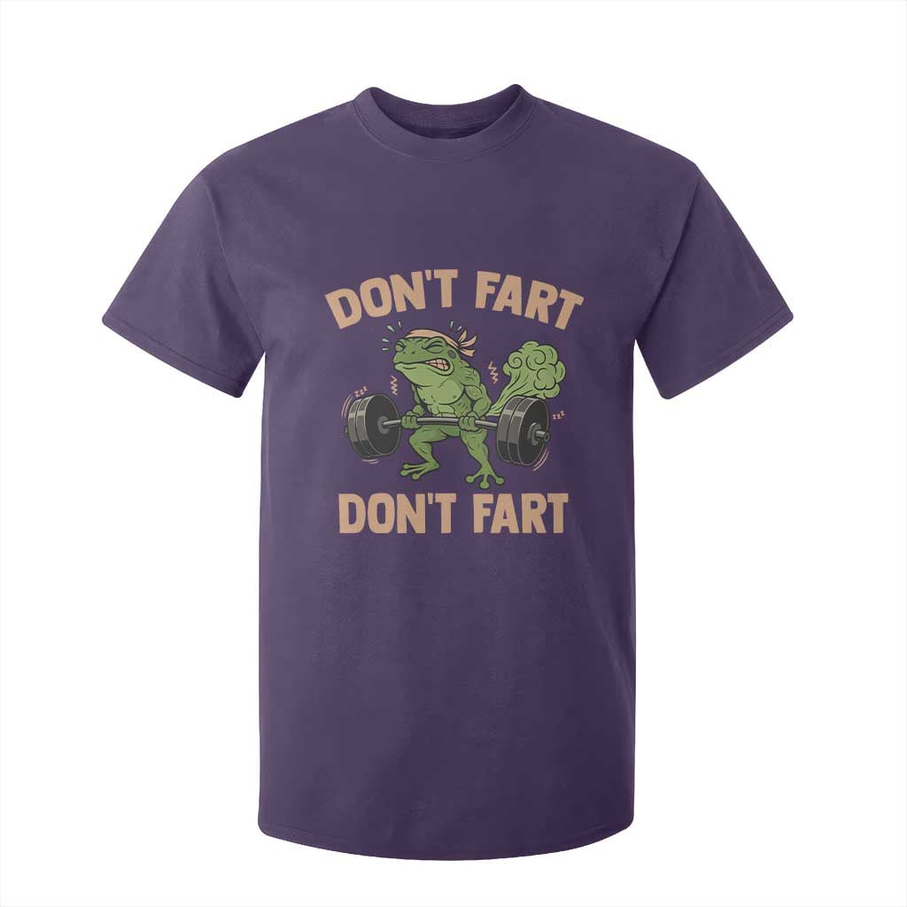 Gym Frog T Shirt For Kid Dont Fart Workout Weights Squat Humor TS11 Purple Print Your Wear