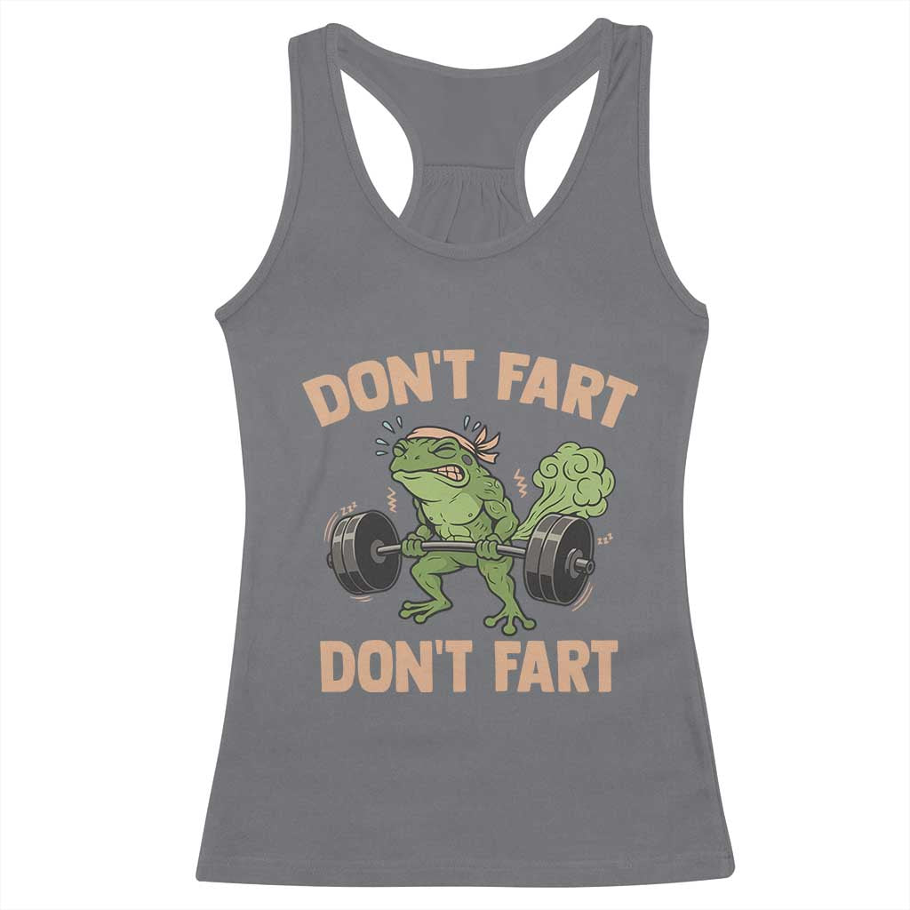 Gym Frog Racerback Tank Top Dont Fart Workout Weights Squat Humor TS11 Charcoal Print Your Wear