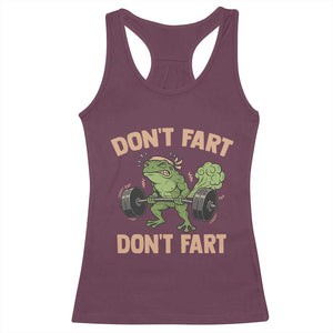 Gym Frog Racerback Tank Top Dont Fart Workout Weights Squat Humor TS11 Maroon Print Your Wear